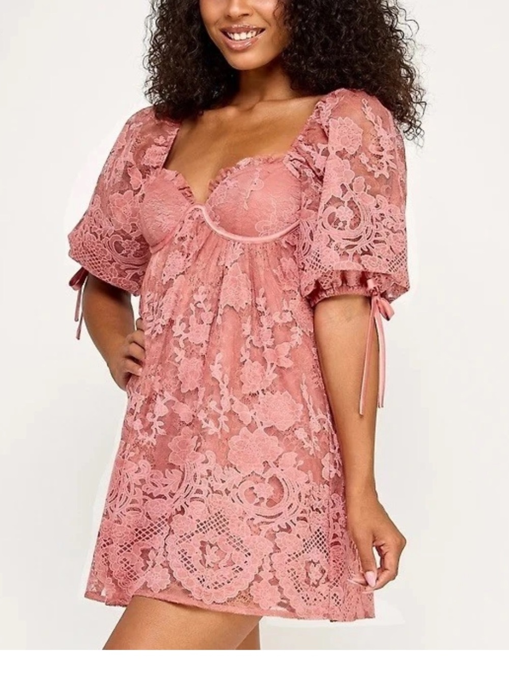 SENI & CADE pink lace Mini Dress XS NWT